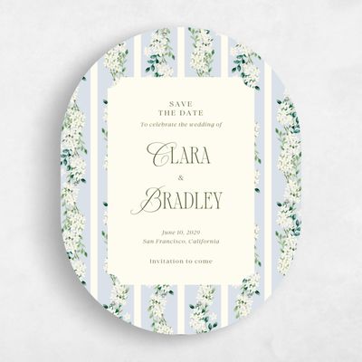 Blue Oval Wedding Save the Date - Daisi Portrait