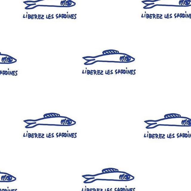 Sardines' Wallpaper by Clare V. - Blue