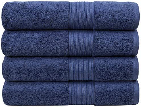 Bliss Luxury Bath Towels Set - 34" x 56" Extra Large Premium Quality Bath Sheet - 650 GSM - Soft Combed Cotton, Absorbent (Denim, 4 Pack)