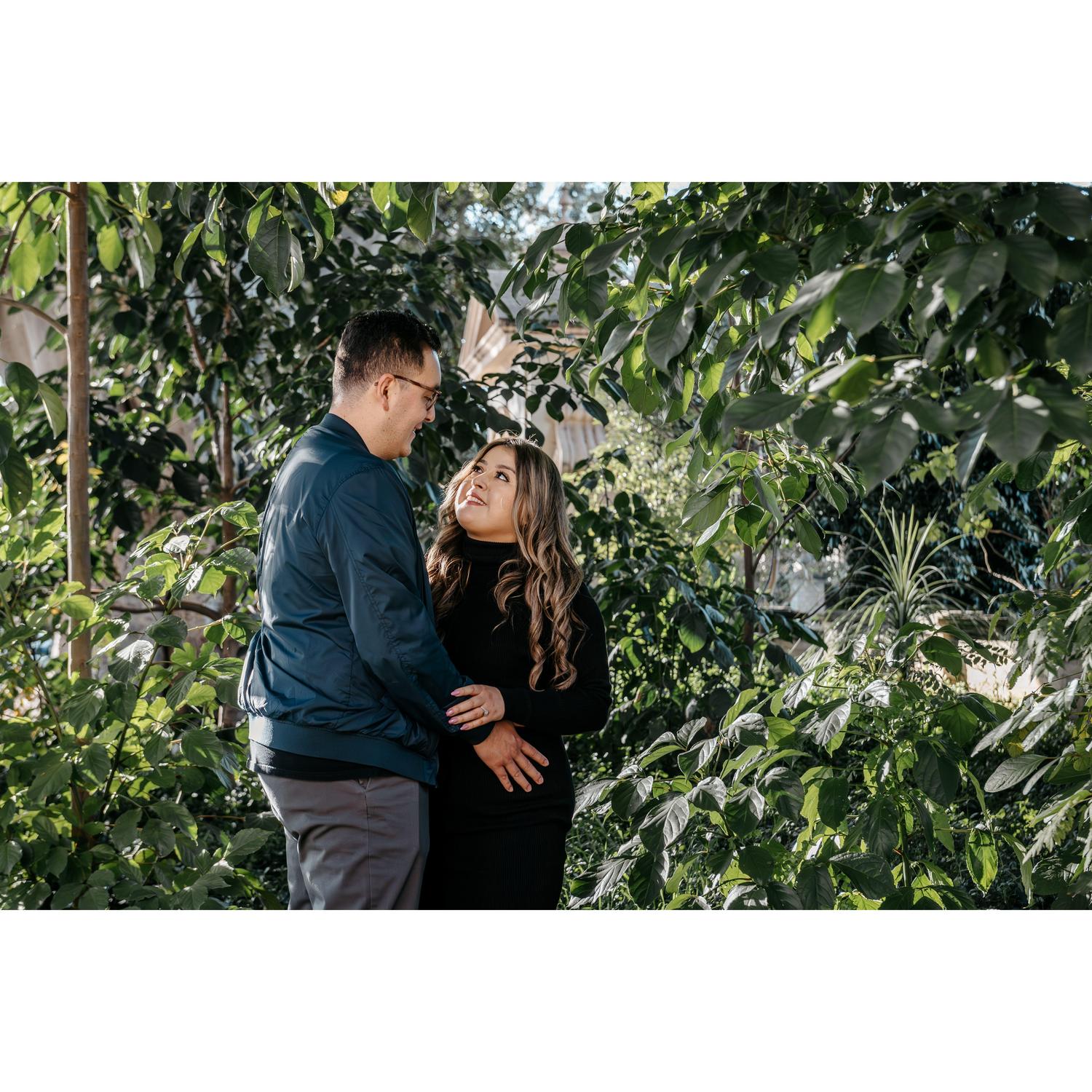 Engagement photo taken at Balboa Park in San Diego.