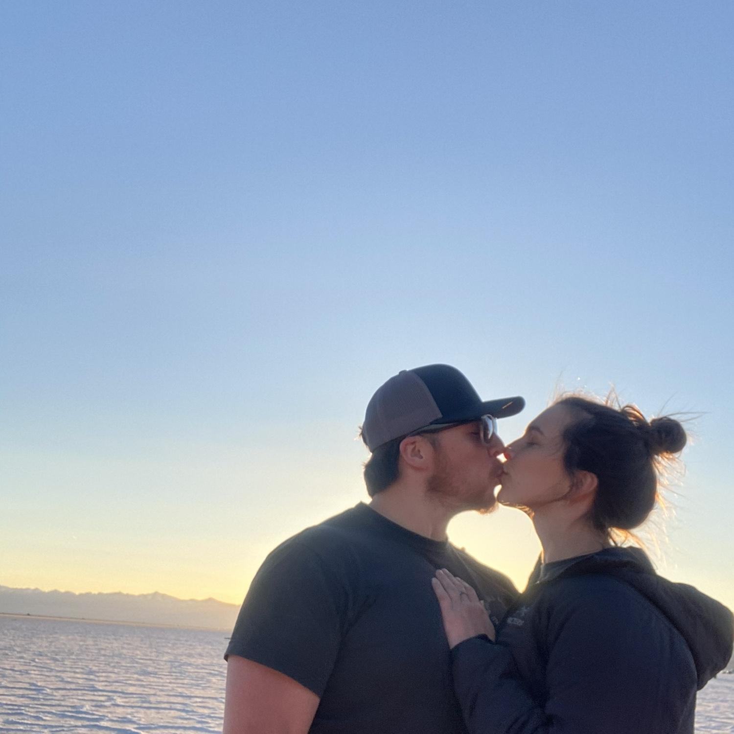 Salt flats at sunset