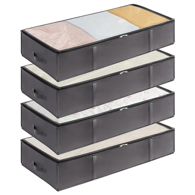90L 4 Pack Under Bed Storage Containers, Lifewit Large Capacity Blanket Storage Bags with Reinforced Handle, Organization and Storage for Comforters, Sheets, Clothes, Bedroom, College Dorm, Grey