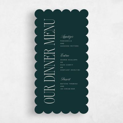 Green Scalloped Wedding Menu - Thisbe