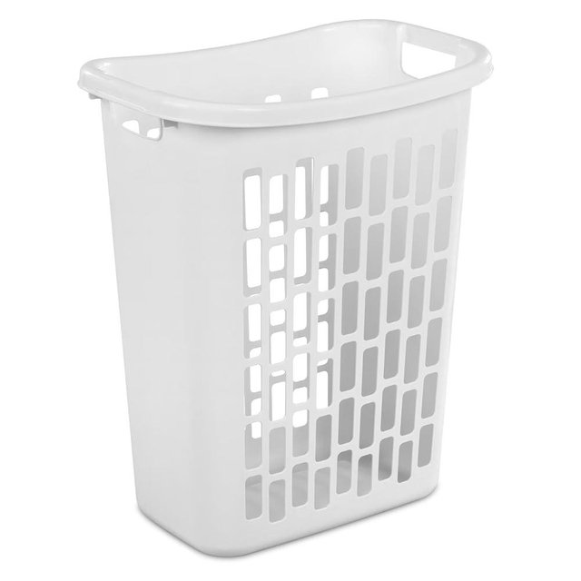 Rectangular Open Laundry Hamper, Plastic, Slim Shape for Small Spaces, White