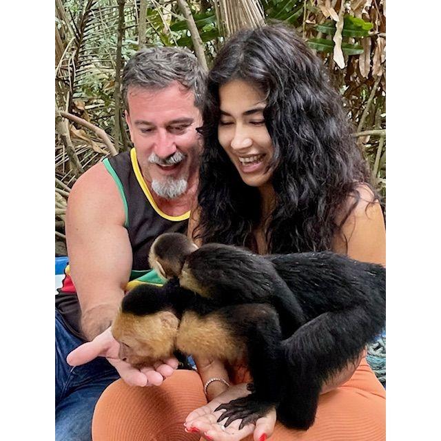 With our capuchin monkey friends in Costa Rica's jungles