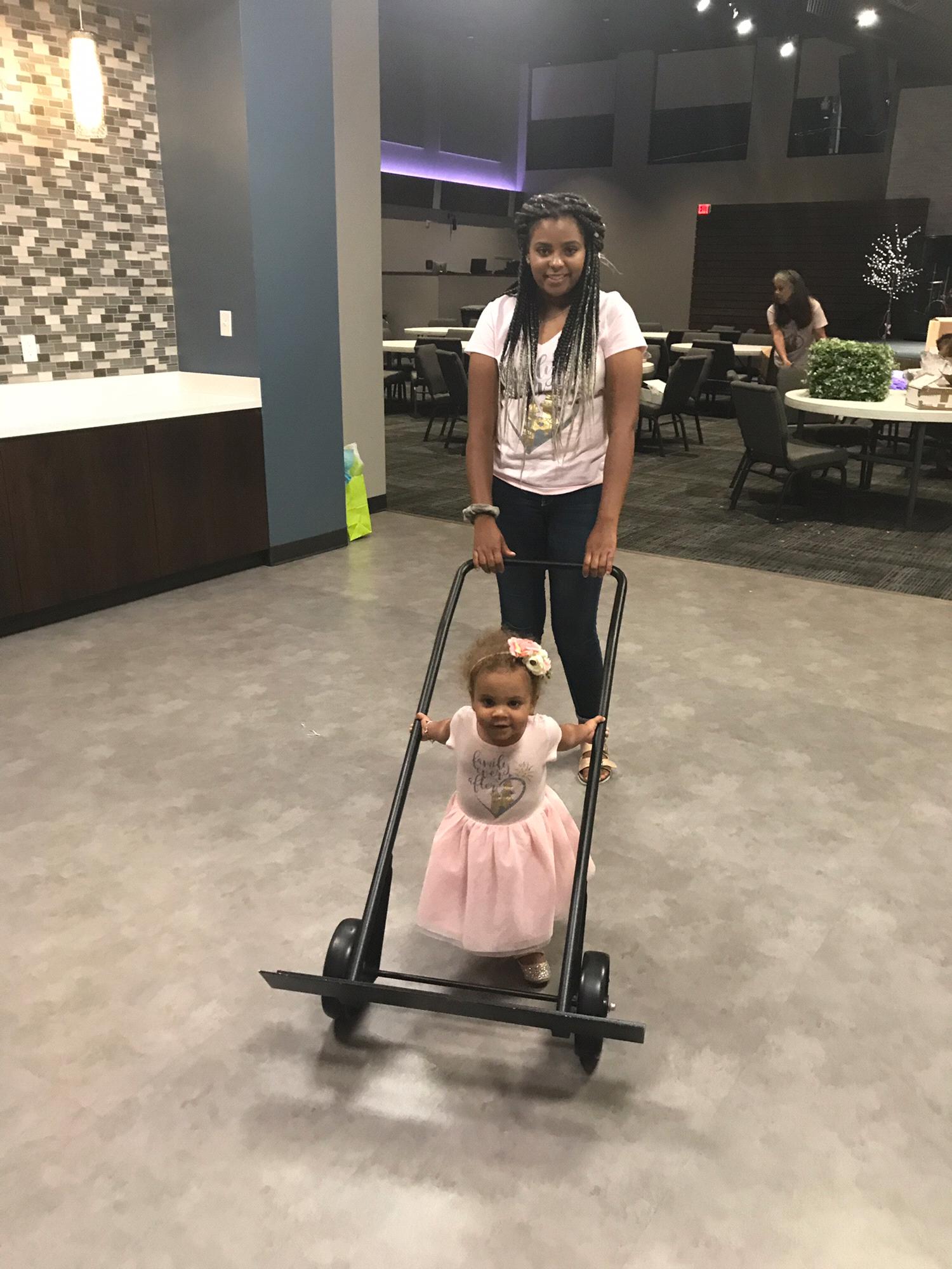 Sisters playing after the adoption reception