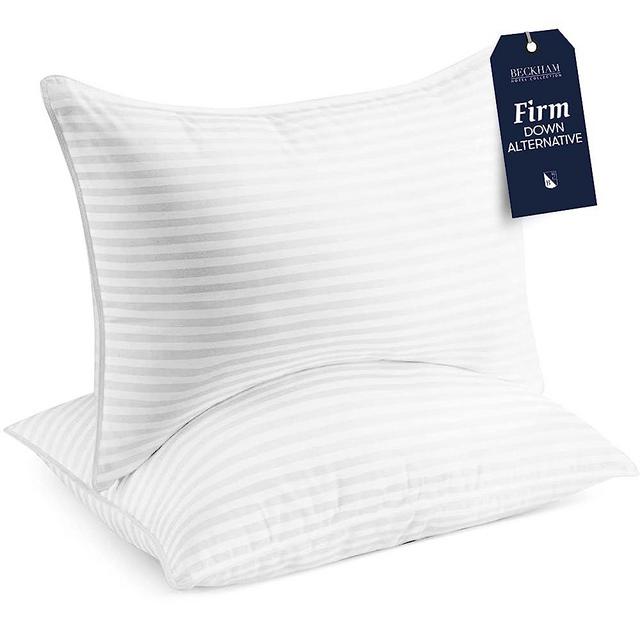 Beckham Hotel Collection Queen/Standard Size Firm Down Alternative Bed Pillows Set of 2 - Cooling Foam Pillow for Back, Stomach or Side Sleepers