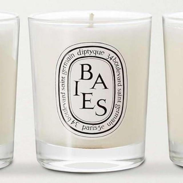 DIPTYQUE Baies Roses & Figuier Scented Candle 3 Piece Set 70 Grams Each Gift Boxed, White