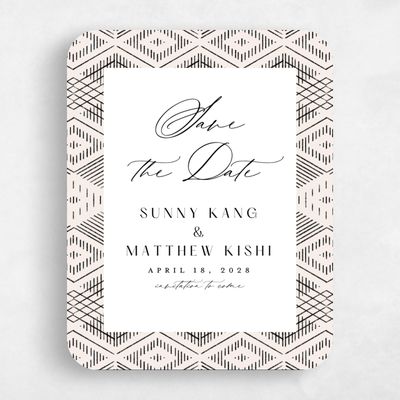 Beige Rounded Wedding Save the Date - Wellington Portrait