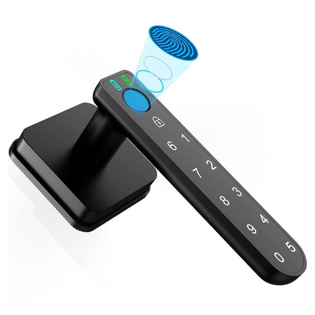 Foxgard Smart Fingerprint Door Lock,Biometric Door Lock, Electronic Door Knob with Keypad,Smart Door Knob with 100 Fingerprints, 50 Codes, for Home,Bedroom, Office(Square)