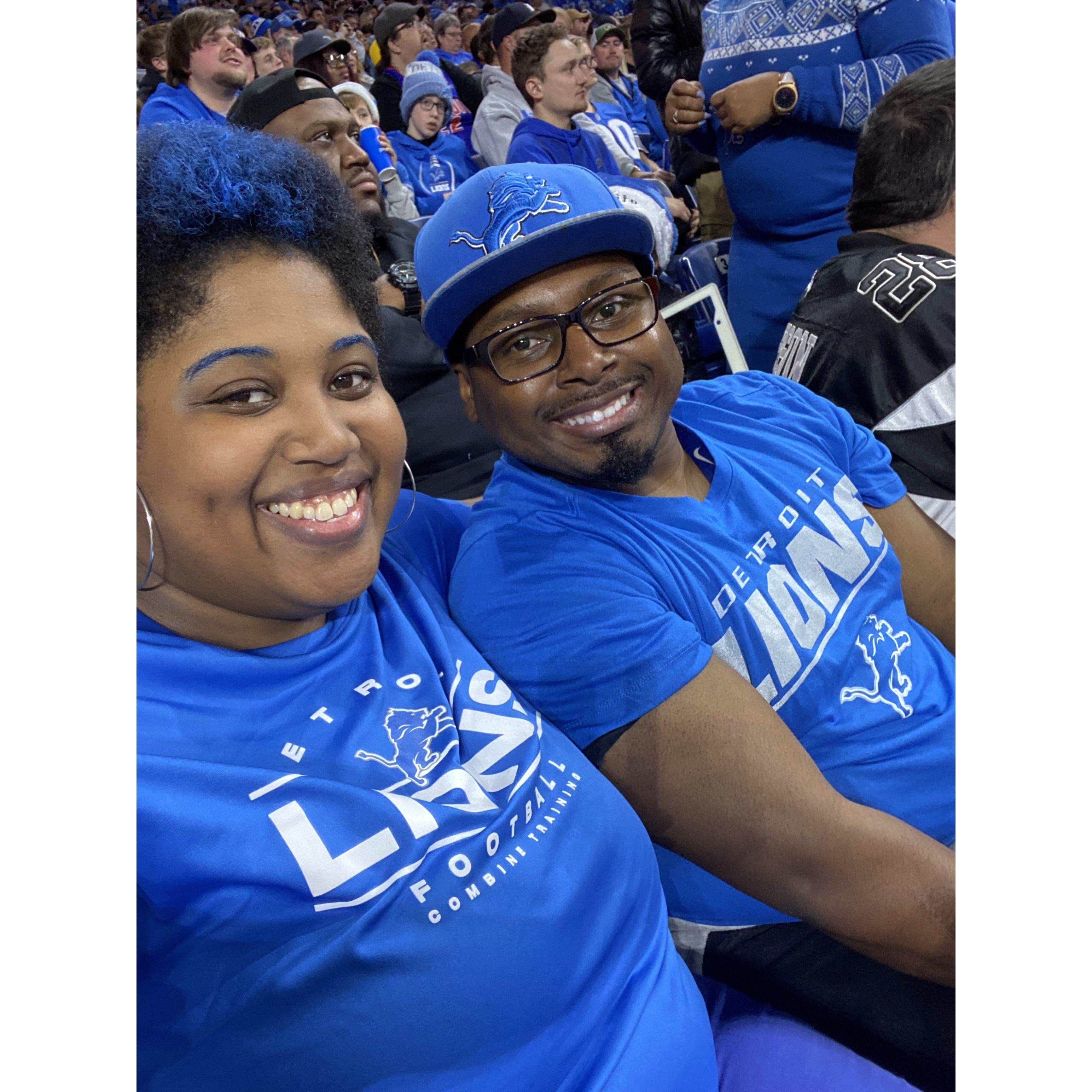 A surprise Christmas date for Terrance to the Lions game in December 2022! Needless to say, we had Lions Pride and they won against the Minnesota Vikings! We been on this matching vibe! We stay synced