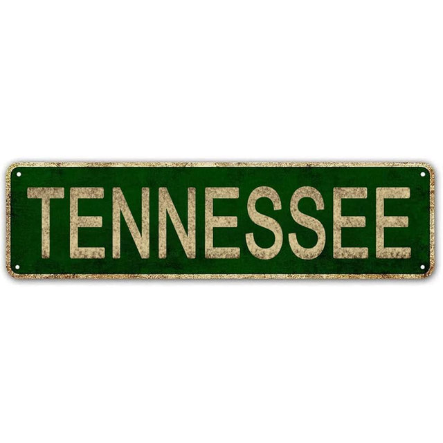 LINStore Tennessee Sign, America State Name Vintage Metal Tin Sign, Wall Decor for Office/Home/Classroom - Best Decor Gift Ideas for Women Men Friends 4x16 Inches