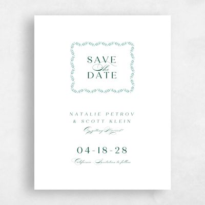 Green Simple Wedding Save the Date - Kitts Portrait