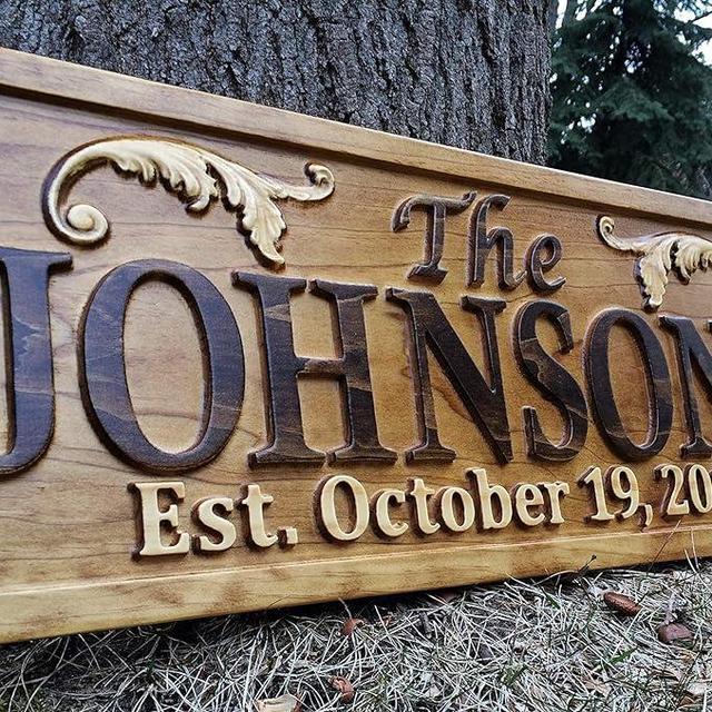 Personalized Lake House Sign Custom Wood Sign Carved Last Name Wooden Signs Home Décor 3D Cabin Rustic Lakehouse Personalized Wedding Gift Established Sign Family Name Sign 5 Year Anniversary Gift