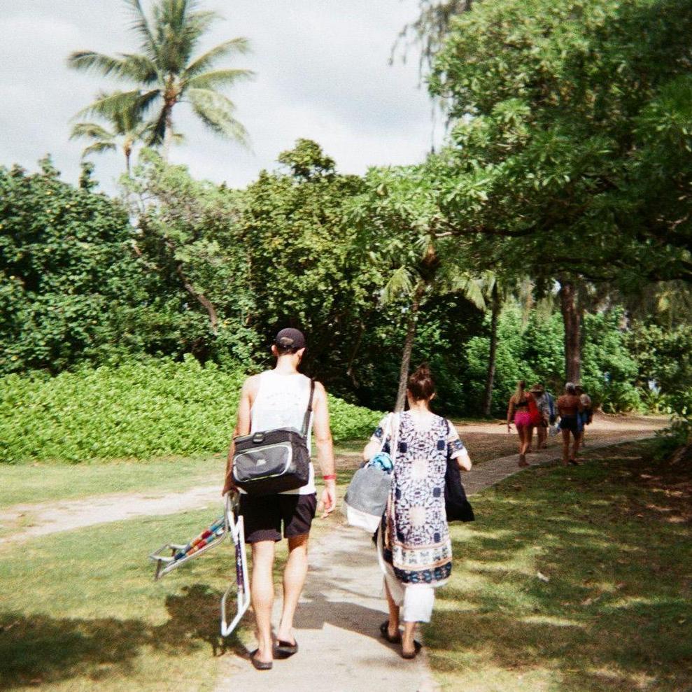 Walking into Kalama Beach on Oahu