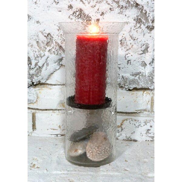 Glass Hurricane With Gunmetal Tray