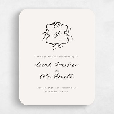 Beige Rounded Wedding Save the Date - Quinn Portrait