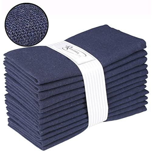 Ramanta Home 12-Pack 100% Cotton Dinner Napkins 18 by 18-Inch Soft Absorbent Comfortable - Ideal for Events and Regular Use - Navy