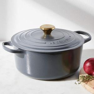 Le Creuset Signature 5.5-Qt. Oyster Grey Round Enameled Cast Iron Dutch Oven with Lid + Reviews | Crate & Barrel