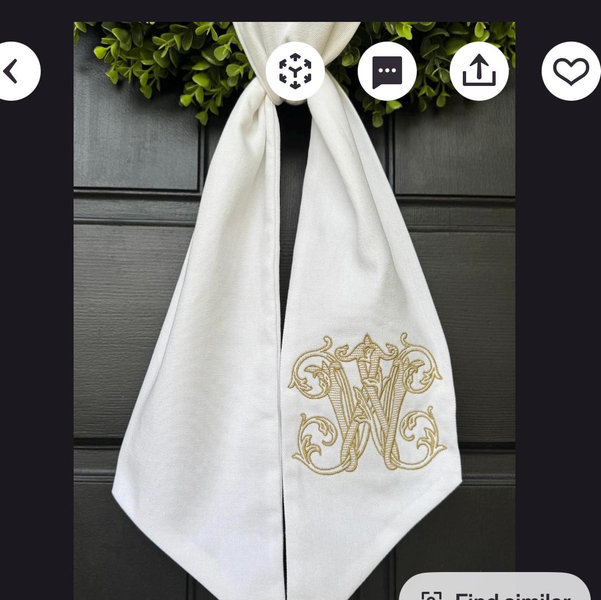 Custom Embroidery Wreath Sash Holiday Home Front Door Decor Personalized Front Door Wreath Vintage Vine Wedding Sash - Etsy