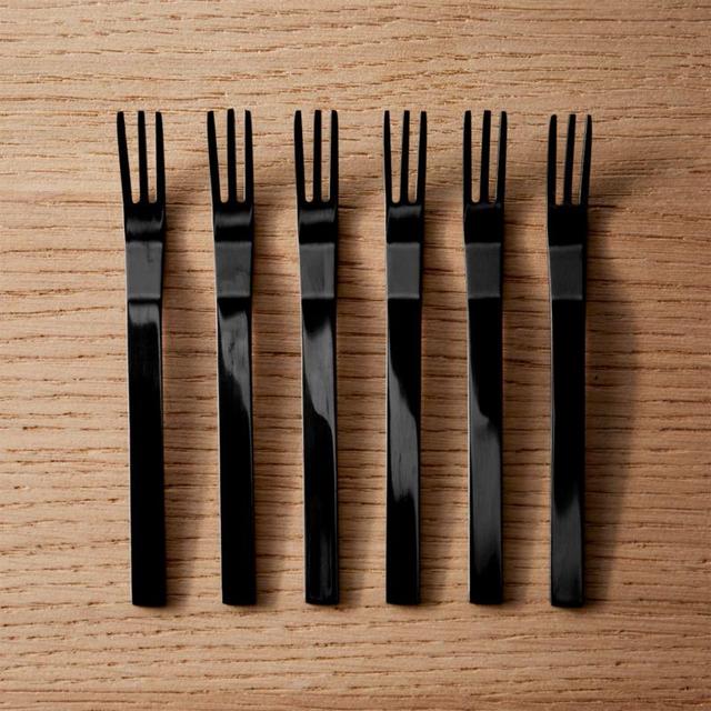 Set of 6 Mini Black Cocktail Forks