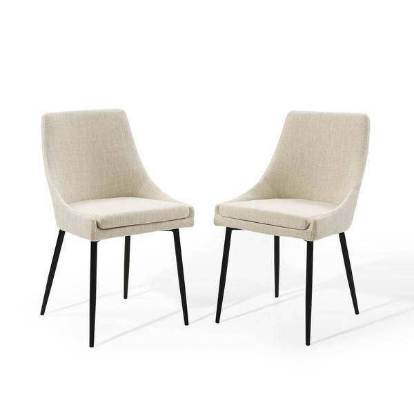 Viscount Upholstered Fabric Dining Chairs - Set Of 2 - Black Beige