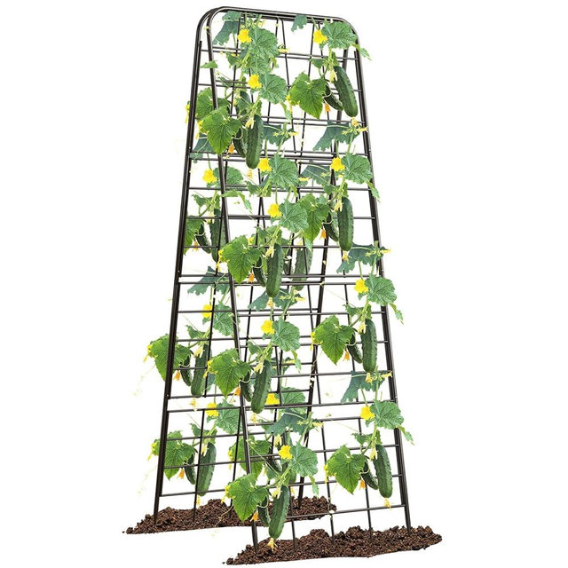 Heavy Duty 50"x17" Adjustable A-Frame Trellis for Climbing Plants – Rust-Proof Metal Garden Trellis with Dense Grid Design, Perfect for Raised Beds, Tomatoes, Cucumbers & Outdoor Vines (Black, 1 Pcs)