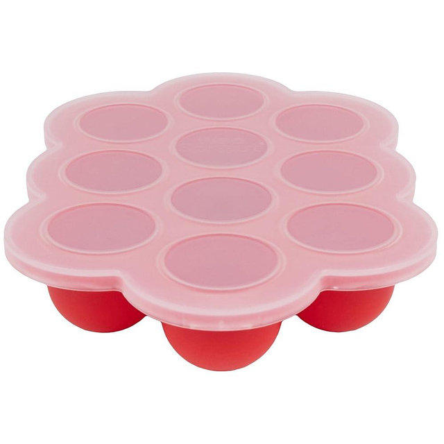 WeeSprout Silicone Baby Food Freezer Tray with Clip-on Lid - Perfect Storage Container for Homemade Baby Food, Vegetable & Fruit Purees, and Breast Milk (Bright Red, Ten 1.5 Ounce Sections)