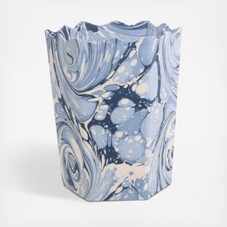 Hand-Marbled Scallop Waste Bin