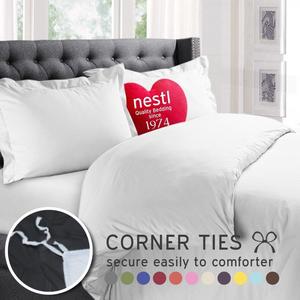 Nestl Bedding Duvet Cover 3 Piece Set – Ultra Soft Double Brushed Microfiber Hotel Collection – Comforter Cover with Button Closure and 2 Pillow Shams, White - Queen 90"x90"