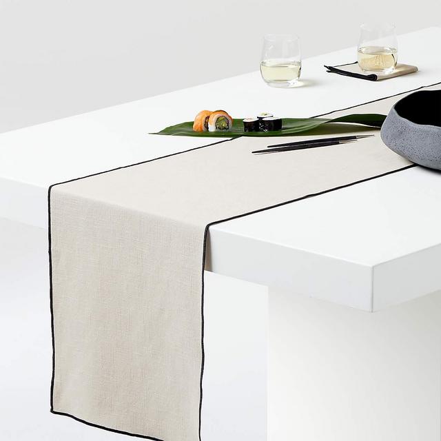 Warm Natural Merrow Stitch Organic Cotton Table Runner 90"