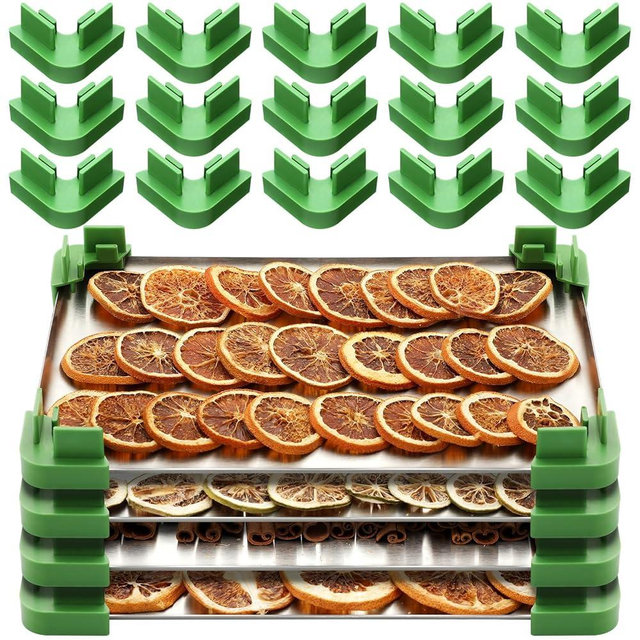 Briwooody 16 Pcs Original Tray Stackers Compatible with Harvest Right Freeze Dryer Trays - Stacks 5 Trays - Green - Freeze Dryer Machine Accessories - Dried Food Storage