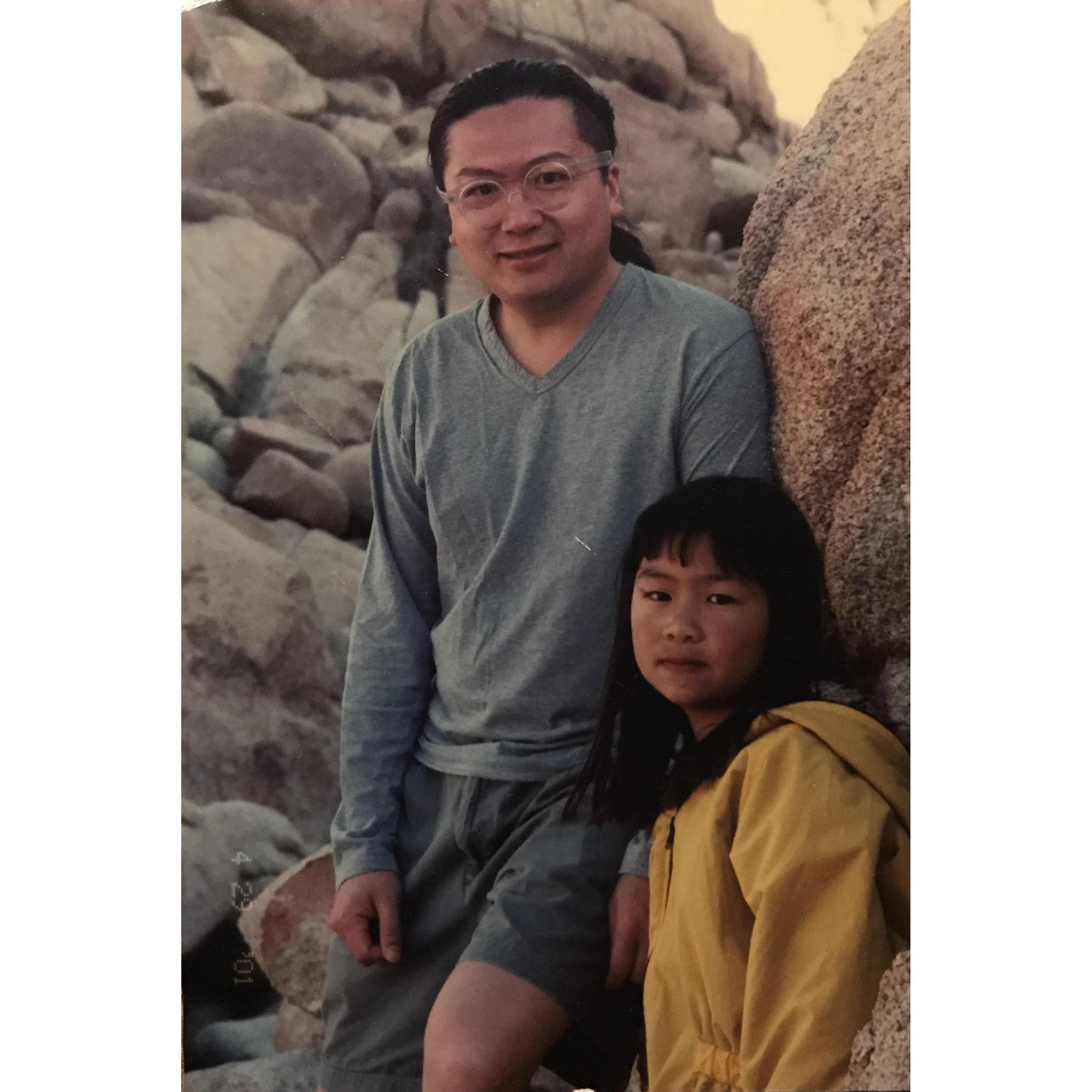 Elena went camping and rock-climbing with her late father George starting in preschool. They usually camped in Indian Cove, where our wedding ceremony will be.