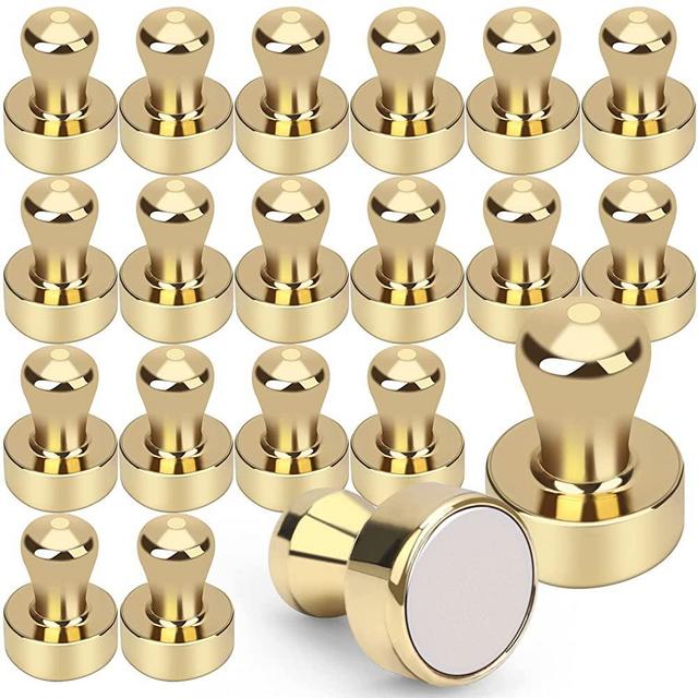 20 PCS Refrigerator Magnets, Gold Metal Push Pin Magnets, Ideal for Whiteboard Magnets, Fridge Magnets, Office Magnets, Classroom Magnets, Map Magnets