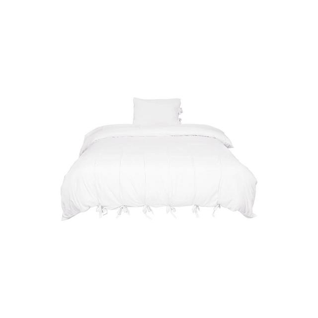 PiccoCasa Washed Cotton Comforter Duvet Cover with 1 Pillowcase White Twin