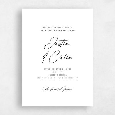 Black Elegant Wedding Invitation - Burke Classic Letterpress