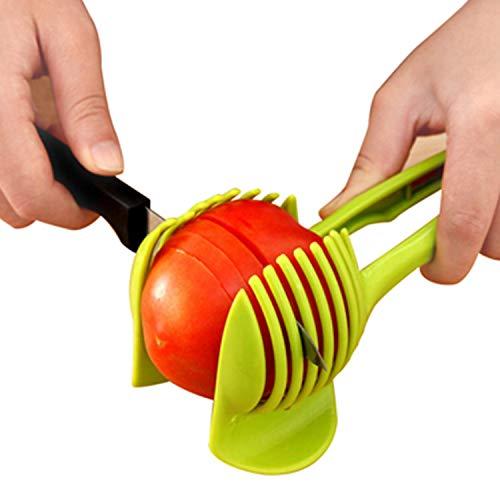SPHTOEO Tomatoes Lemons Potatoes Round Fruits Vegetables Slicer Holder with Firm Grip Handle for Precise Cuts