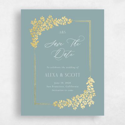 Blue Wedding Save the Date - Calla Portrait Foil