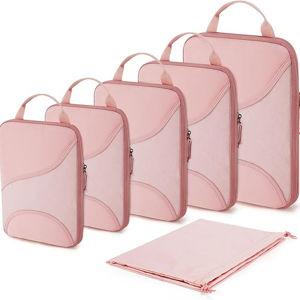 BAGSMART Compression Packing Cubes - 6 Set Travel Packing Cubes for Suitcases, Compression Suitcase Organizers with Shoe Bag