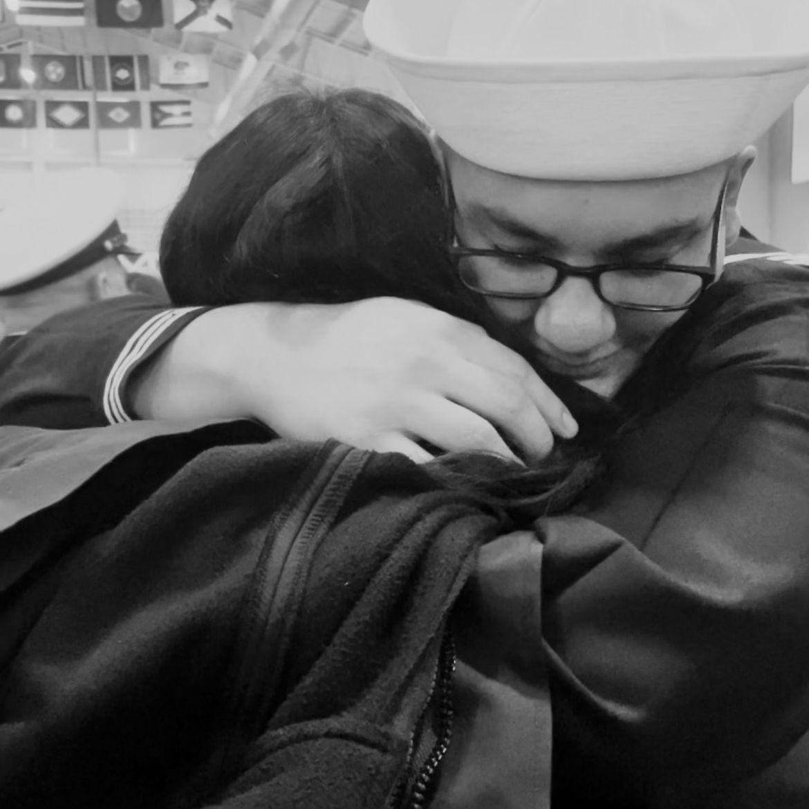 Bootcamp graduation! First hug in 12 long weeks! (little did we know what was to come...)