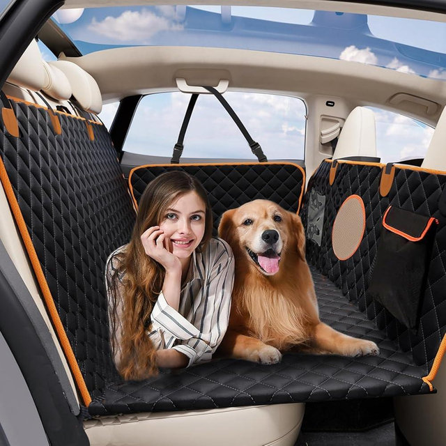 Back Seat Extender for Dogs, Hard Bottom Dog Car Seat Cover for Back Seat Protector, Waterproof Dog Backseat Hold 460lbs for Car, Foldable Cat Hammock for Truck Travel Accessories Camping Mattress Bed