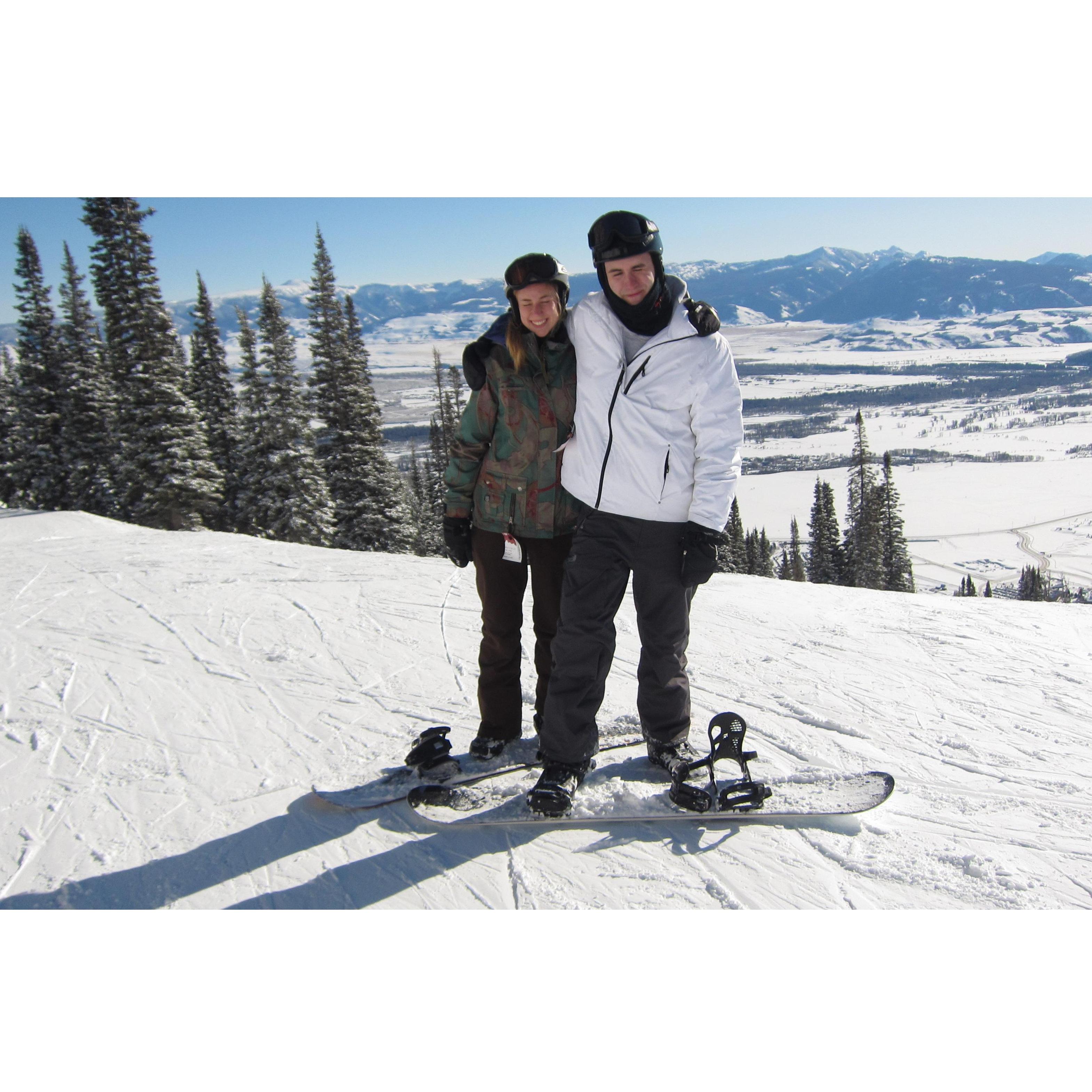 JP learns to snowboard