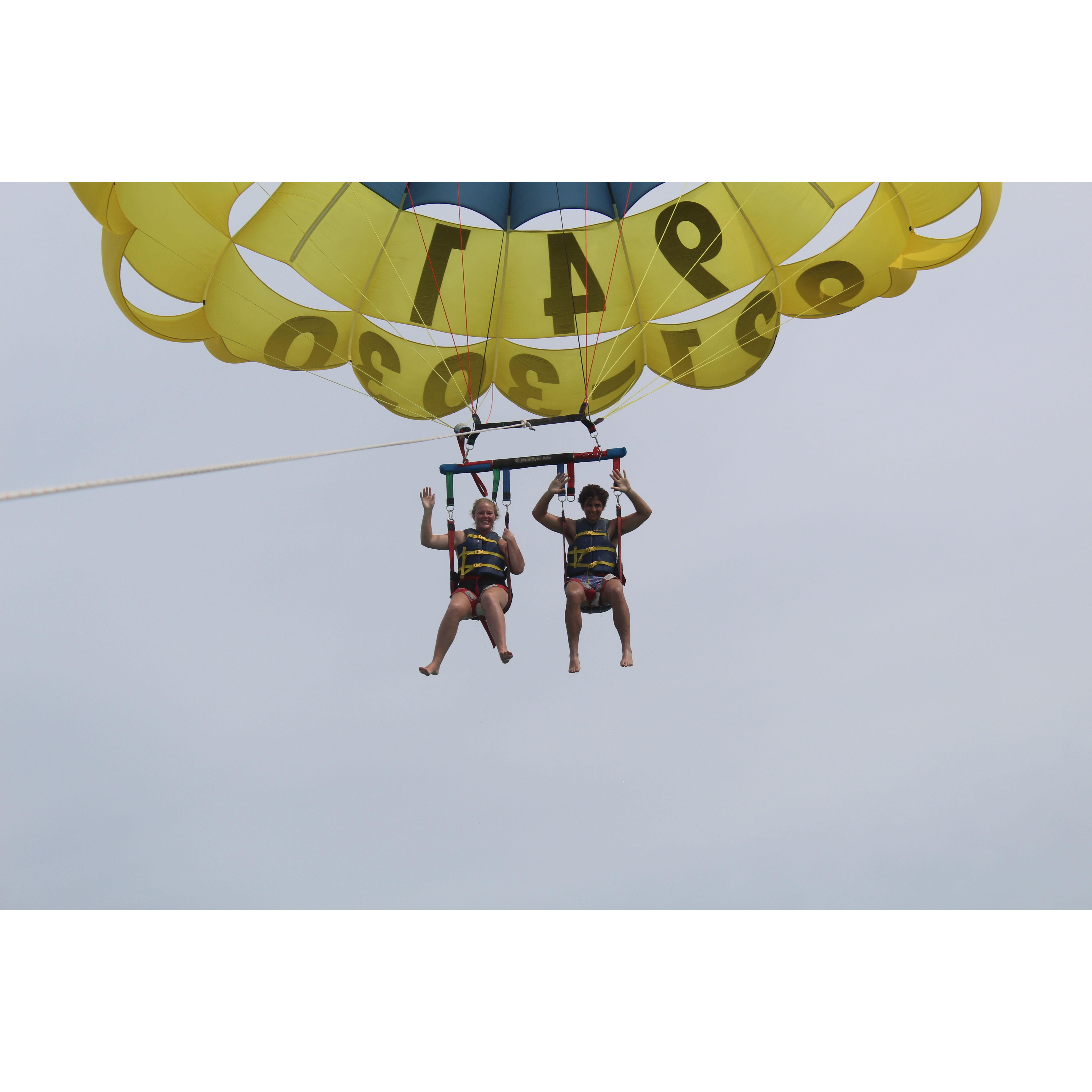 Nothing says quality time like floating hundreds of feet over the Gulf of Mexico for 10 minutes. We had a blast and even learned how to do flips in the harnesses!