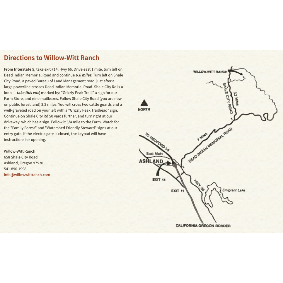 Directions to Willow Witt Ranch