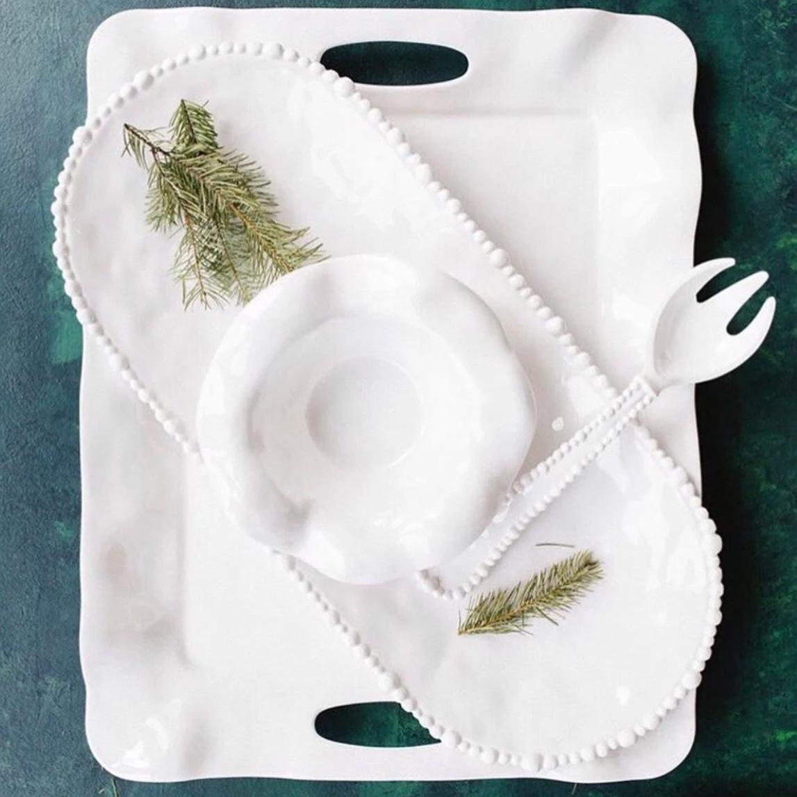 Beatriz Ball 2421 Alegria Melamine Oval Tray, Large, White