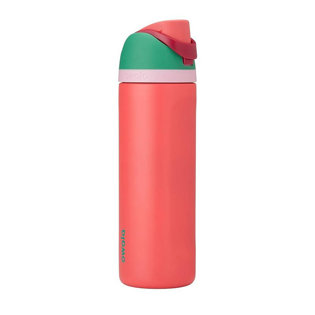Owala FreeSip Insulated Stainless Steel Water Bottle with Straw for Sports, Travel, and School BPA-Free Sports Water Bottle, 24 oz, Strawberry Field