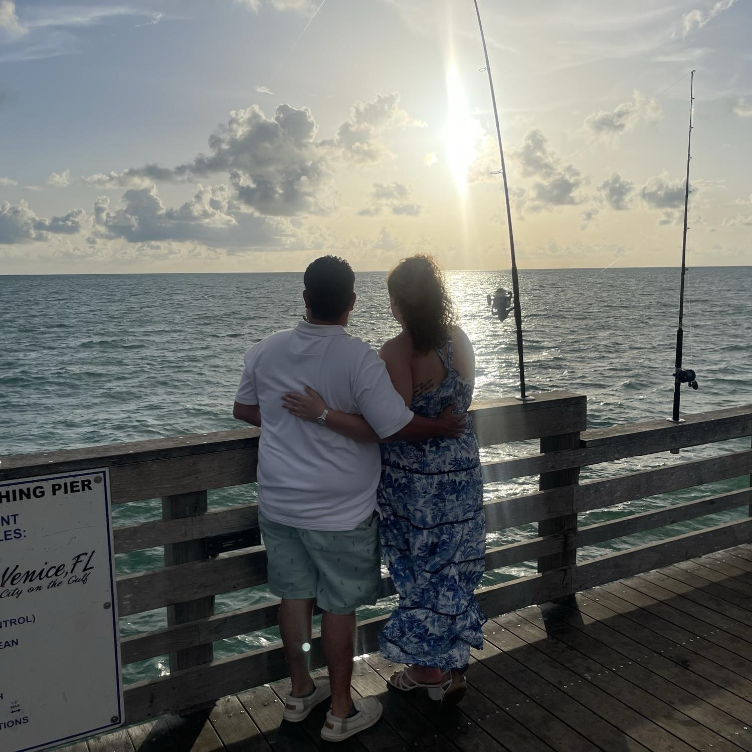 For our anniversary every year, we would go visit Kevin’s parents at their house in Venice, Florida. Every year we have taken a photo at the end of the pier. This was our first year.
