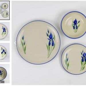 Fields of Iris - 3-Piece Stoneware Place Setting | Coupe Dinnerware Set for 1