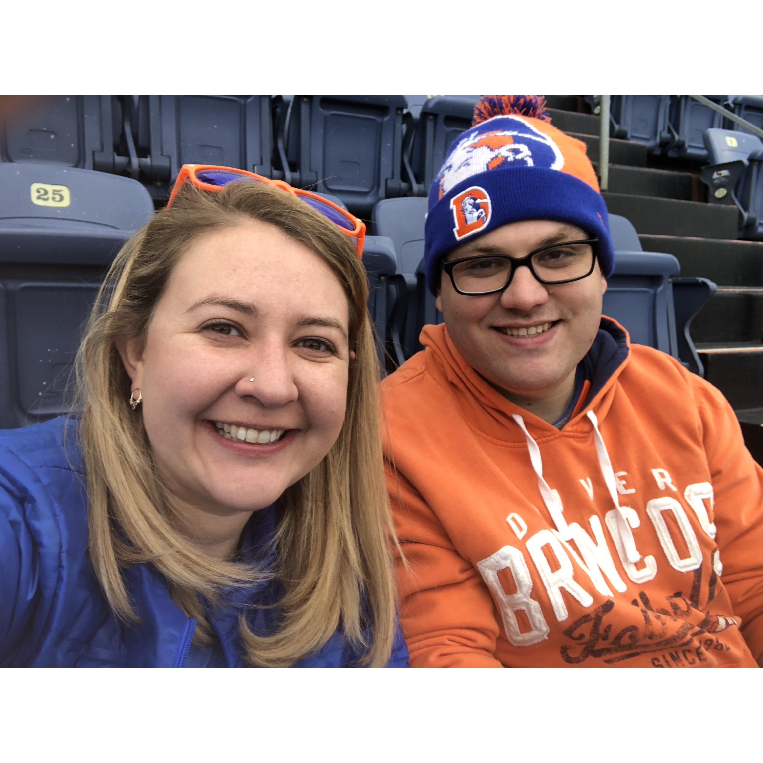 Our first year of dating - at a Bronco's game