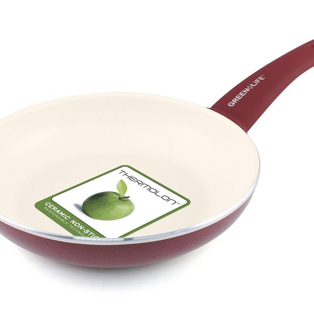 GreenLife Soft Grip 8&quot; Ceramic Non-Stick Open Frypan, Burgundy